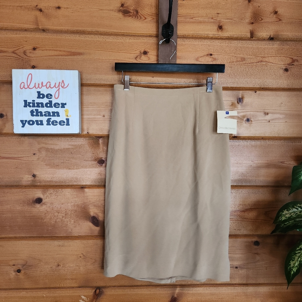 Dana Buchman 💜 NWT 100% Silk Pencil Skirt Caravan Club Taupe Office Work Sz‎ 10